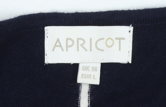 Womens UK Size 14 Apricot Blue Pullover Jumper
