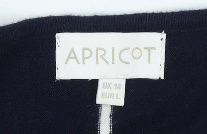 Womens UK Size 14 Apricot Blue Pullover Jumper