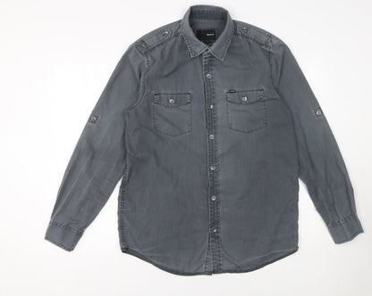 Hurley Men’s Grey Button-Up Long Sleeve Casual Shirt Size M