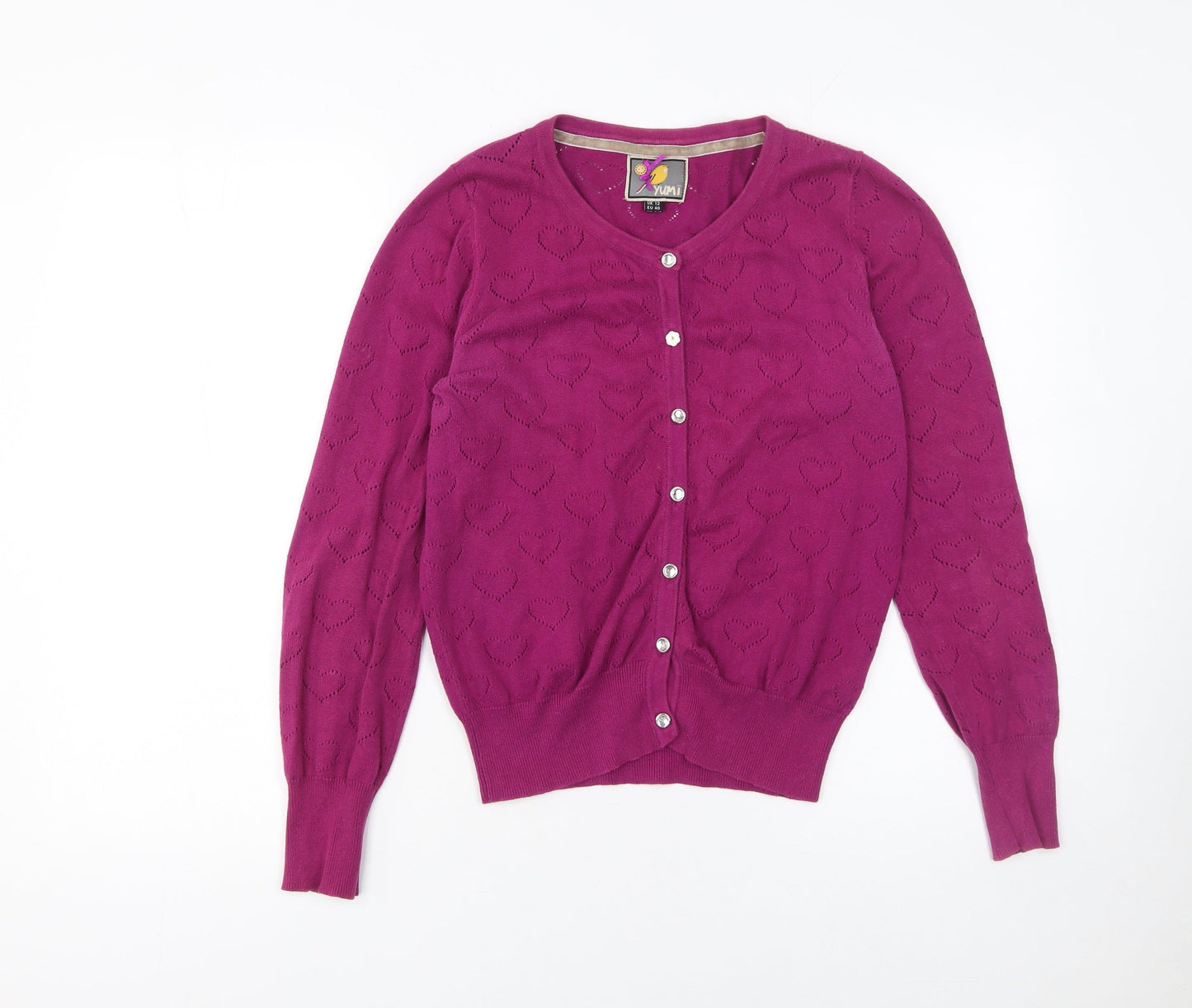 Womens UK Size 12 Yumi Purple Cardigan Jumper