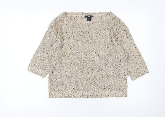 Womens UK Size S H&M Beige Pullover Jumper