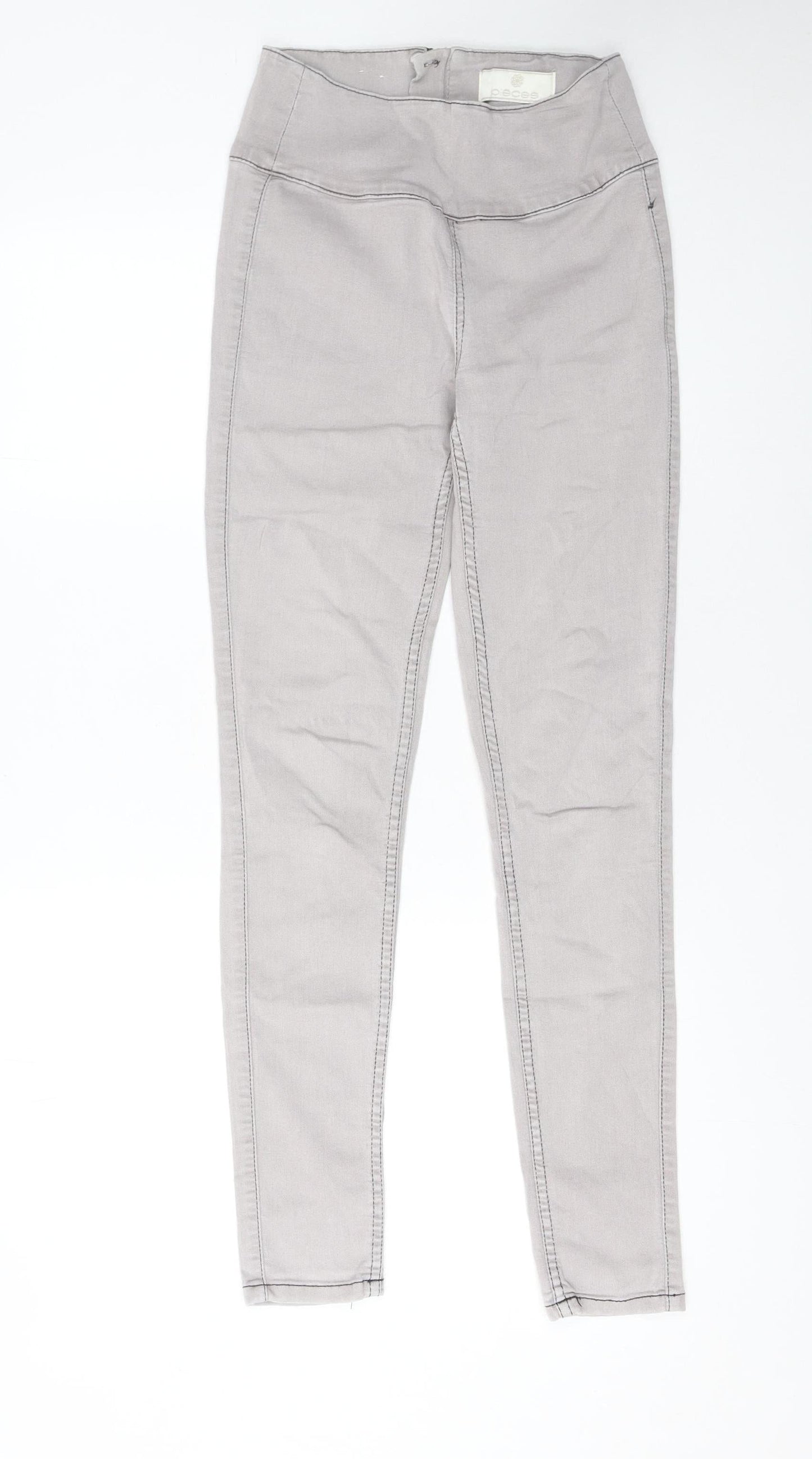 Womens UK Size S Pieces Slim Fit Jegging Grey Jeans