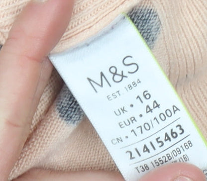Womens UK Size 16 Marks and Spencer Beige Pullover Jumper