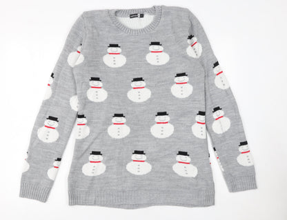 Mens UK Size S boohooMAN Grey Pullover Jumper