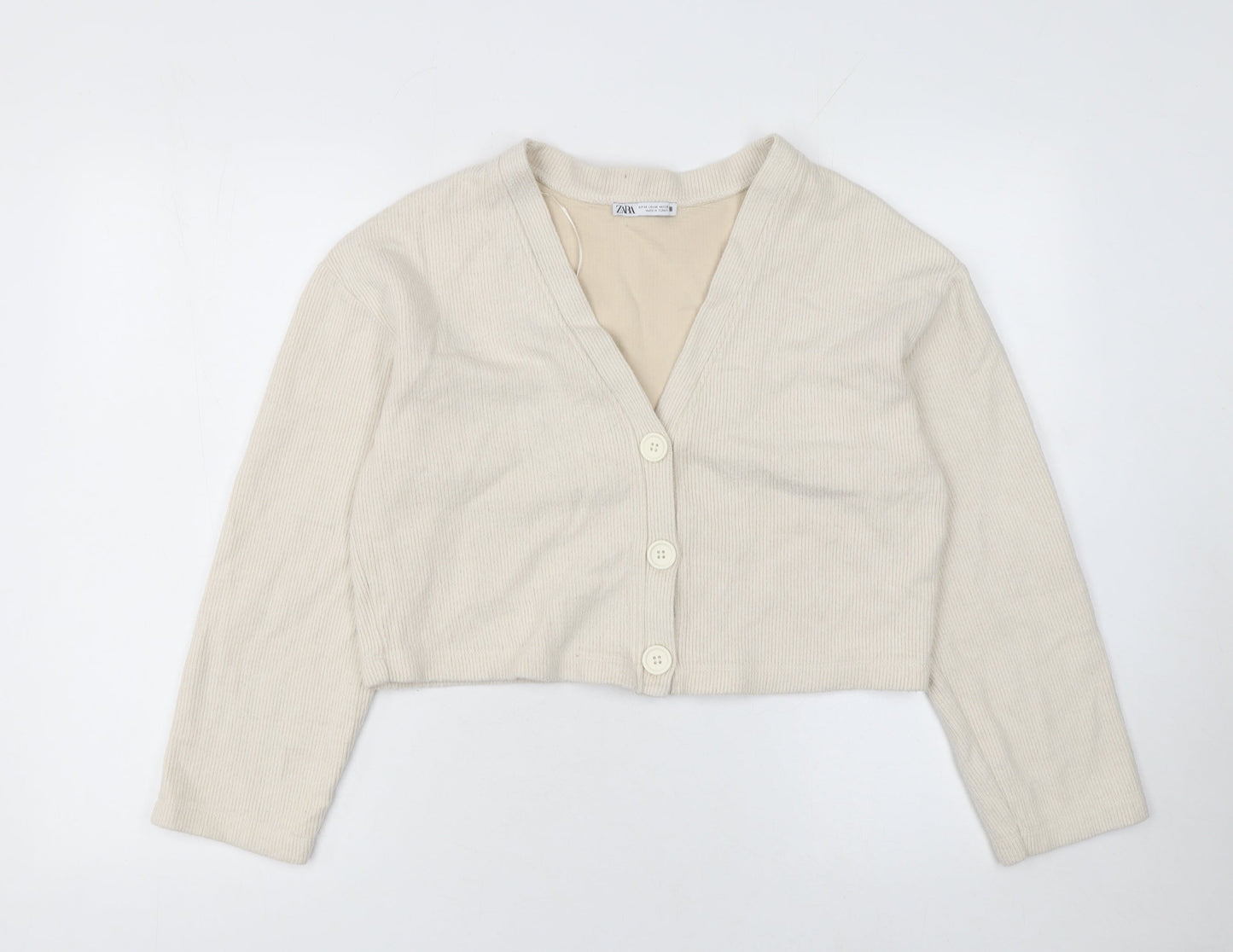 Womens UK Size M Zara Beige Cardigan Jumper