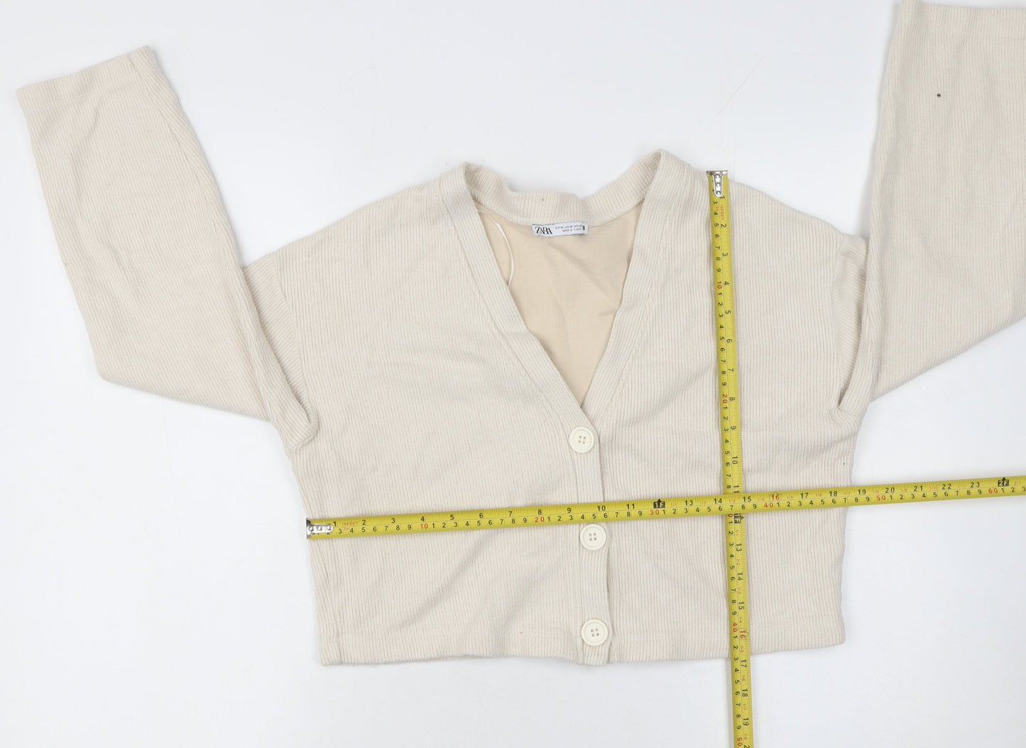 Womens UK Size M Zara Beige Cardigan Jumper