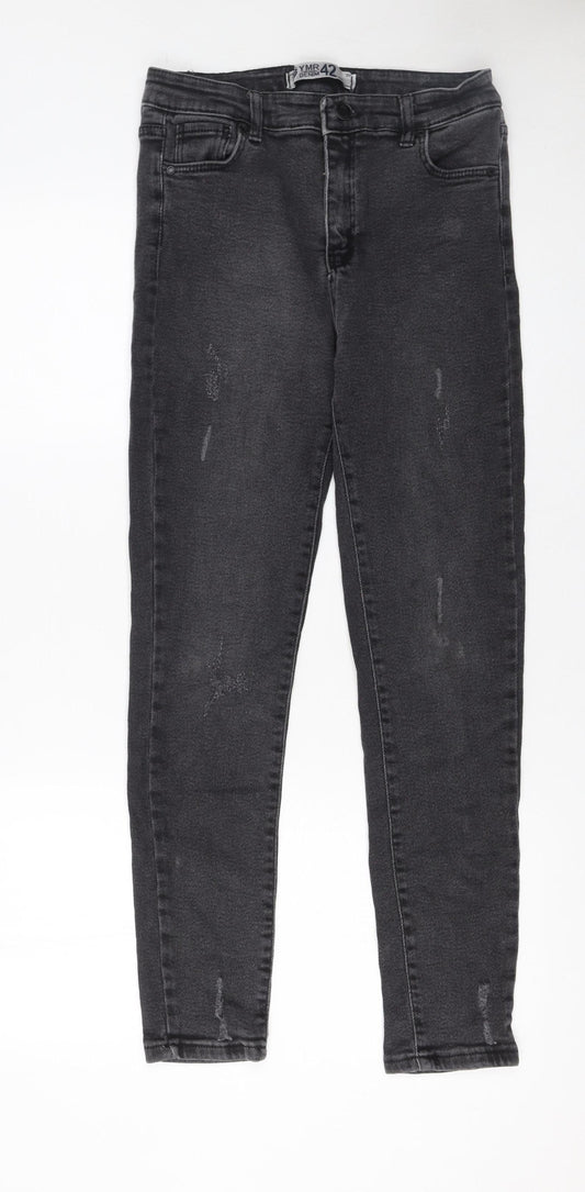 Womens UK Size 14 YMR Denim Slim Fit Skinny Black Jeans