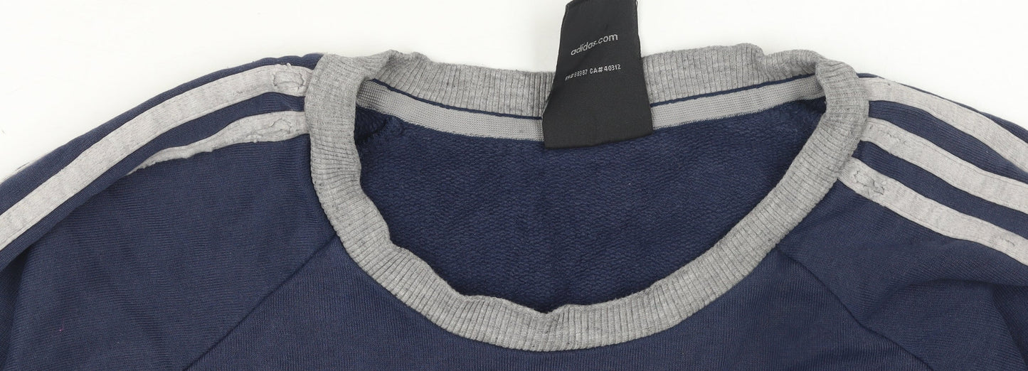 Mens UK Size M adidas Blue Pullover Sweatshirt