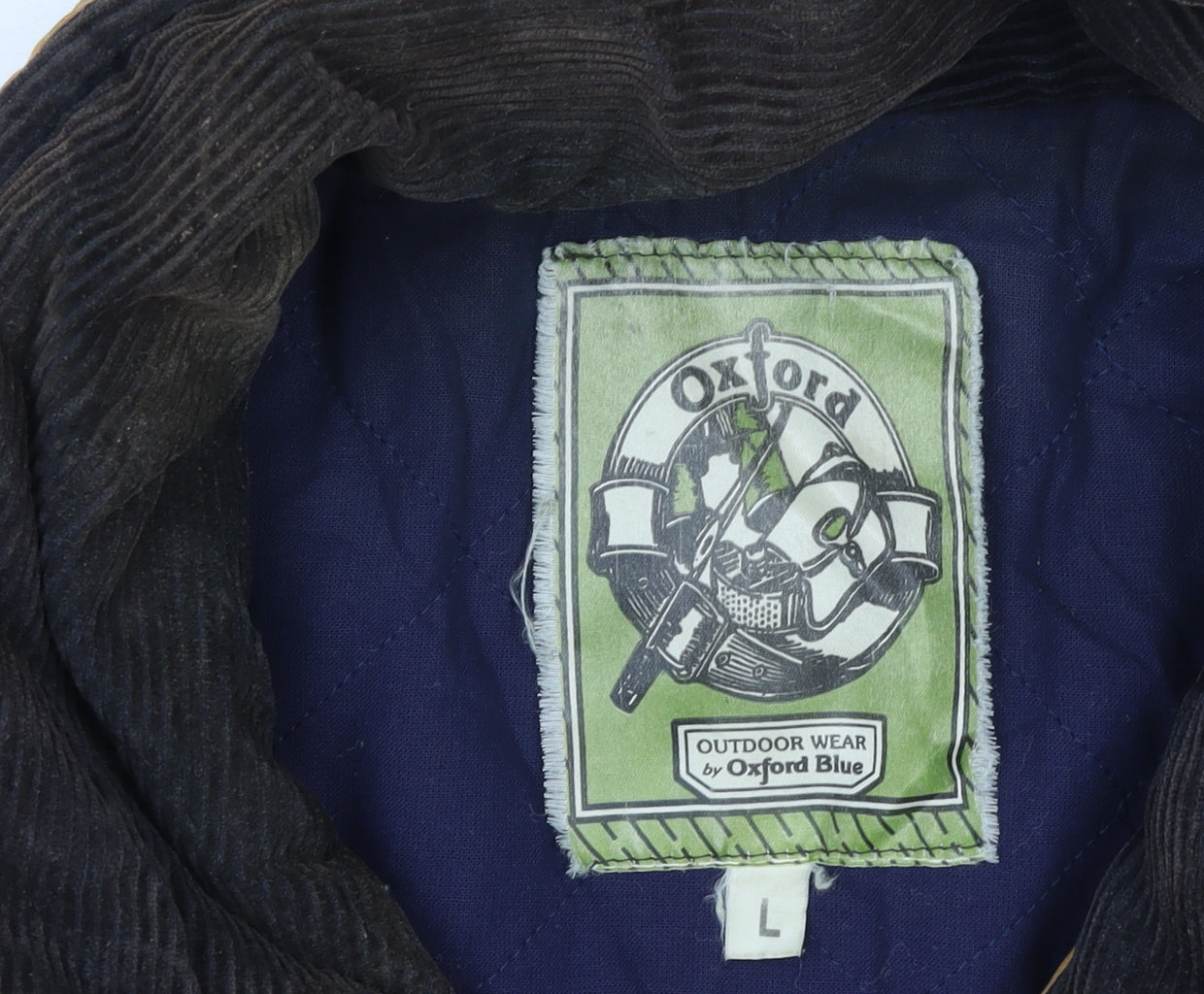 Mens UK Size L Oxford Blue Brown Waxed