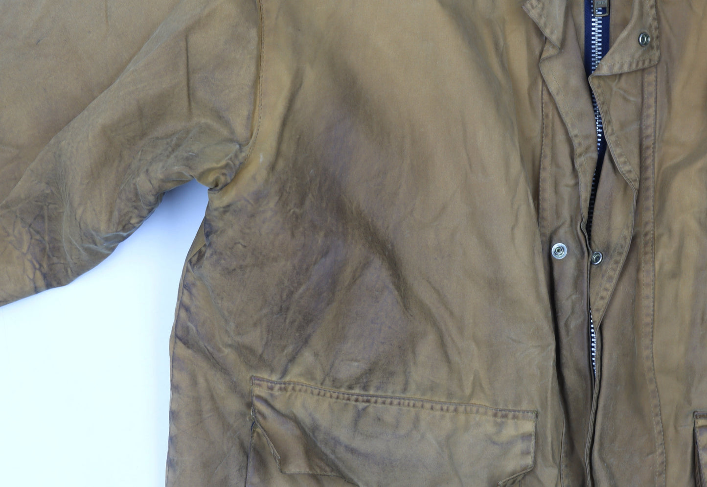 Mens UK Size L Oxford Blue Brown Waxed
