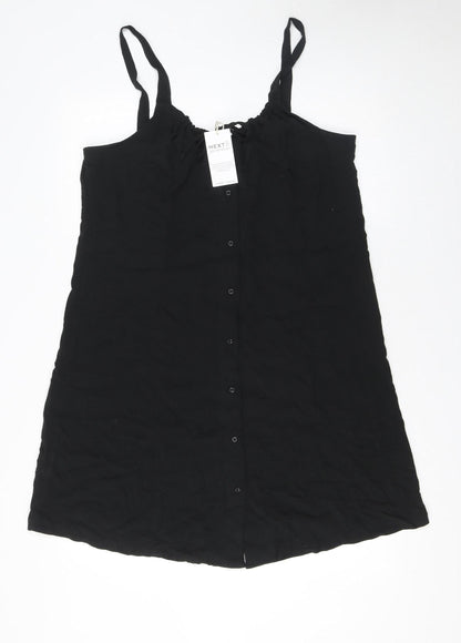 Next Women’s Black Viscose Sleeveless Button Slip Dress Size 16