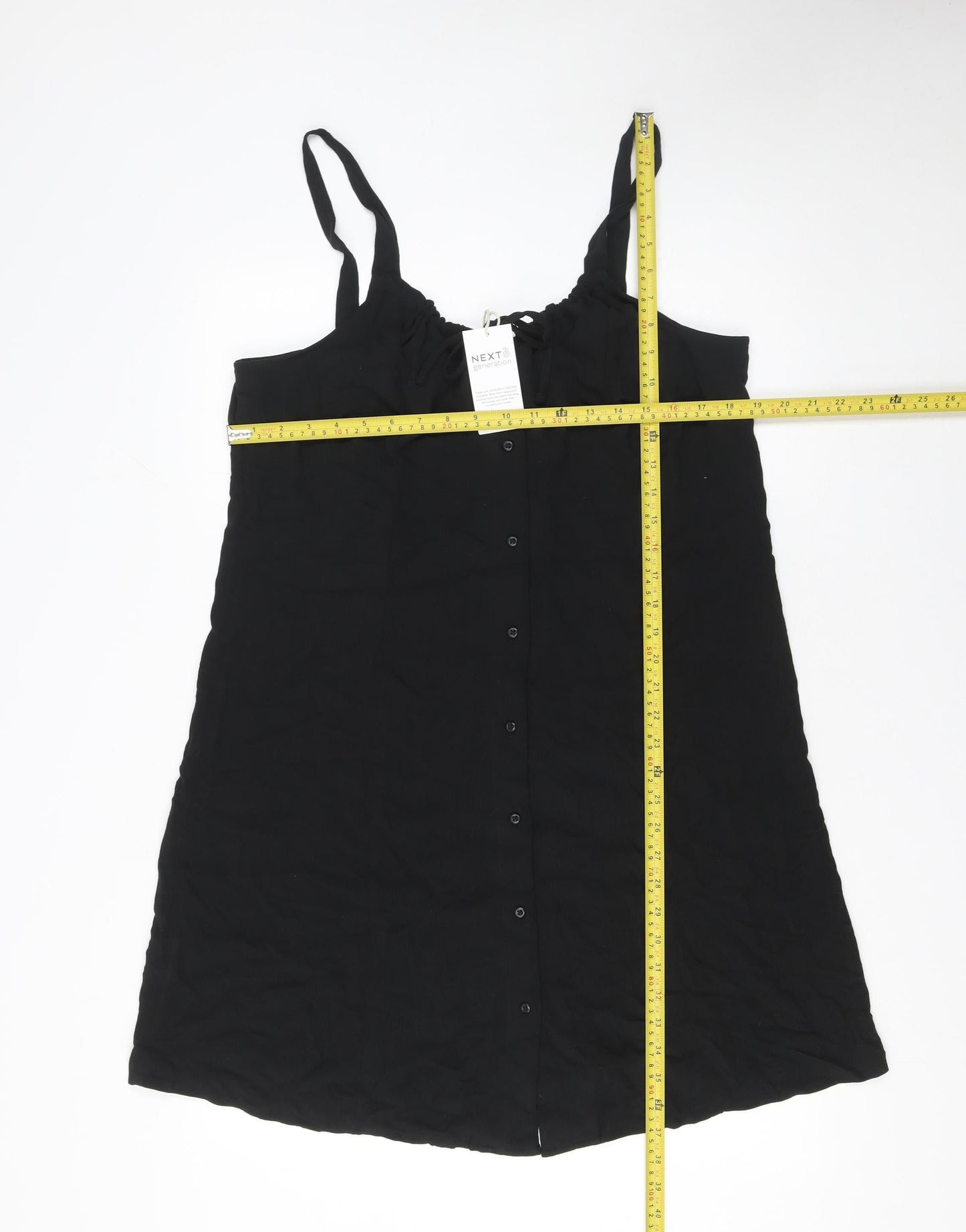 Next Women’s Black Viscose Sleeveless Button Slip Dress Size 16