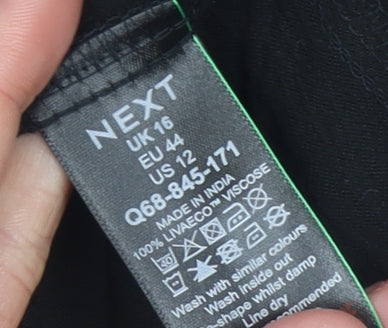 Next Women’s Black Viscose Sleeveless Button Slip Dress Size 16
