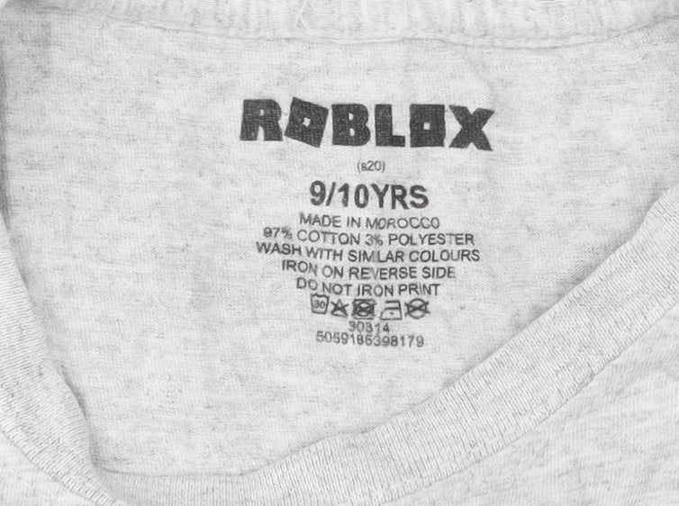 Boys UK Size 9-10 Years Roblox Grey Basic Pullover Jersey T-Shirt
