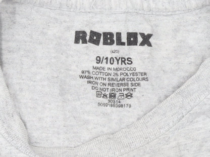 Boys UK Size 9-10 Years Roblox Grey Basic Pullover Jersey T-Shirt