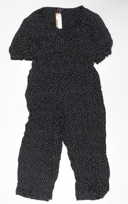 Accessorize Women Black Polka Dot Jumpsuit Size 18 Short Sleeve