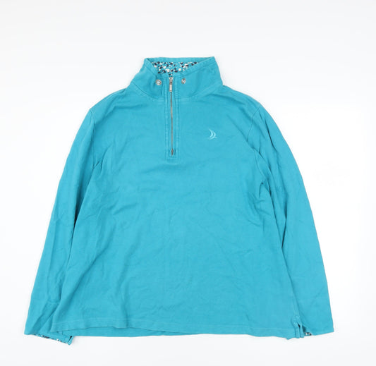 Womens UK Size 18 DASH Blue Half Zip Jumper