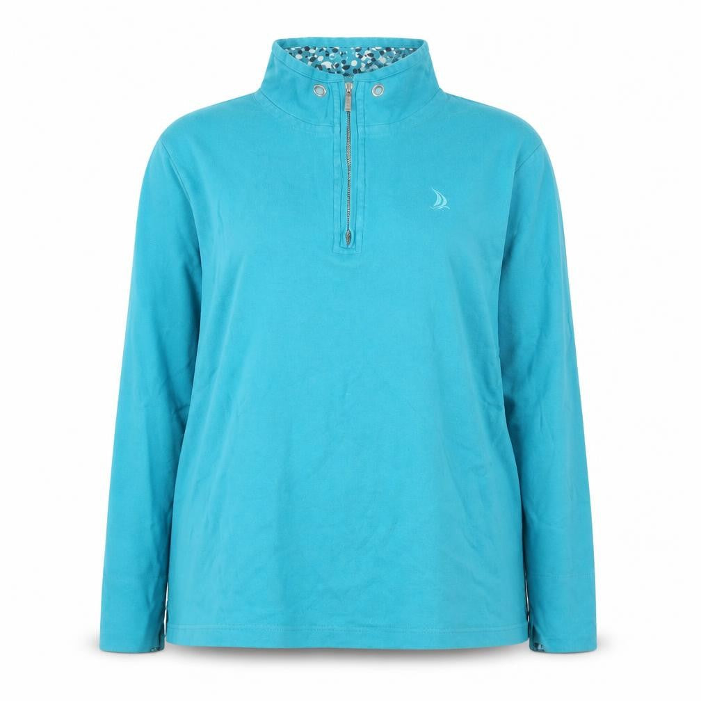 Womens UK Size 18 DASH Blue Half Zip Jumper