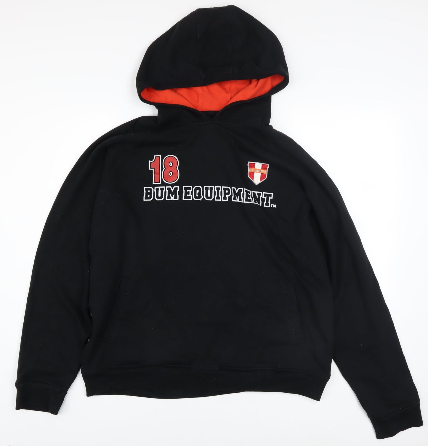 Mens UK Size L B.U.M. Equipment Black Pullover Hoodie