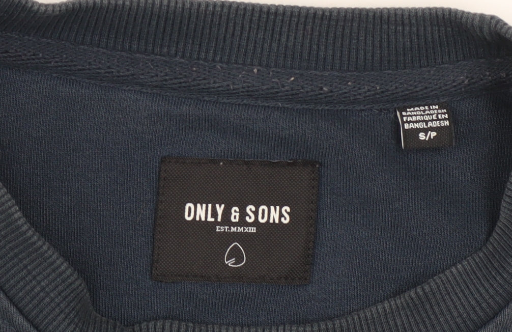 Mens UK Size S ONLY & SONS Blue Pullover Sweatshirt