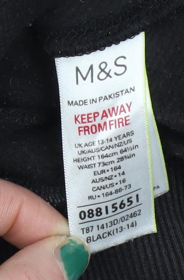 Boys UK Size 13-14 Years Marks and Spencer Black Pullover Hoodie