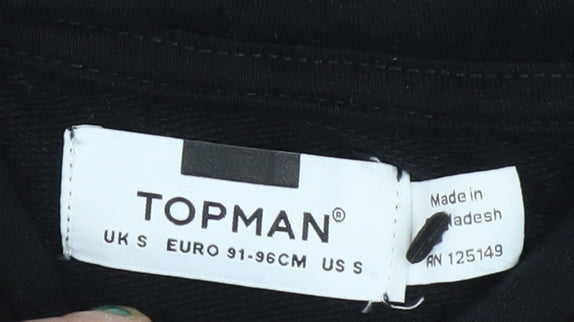 Mens UK Size S Topman Black Pullover Hoodie