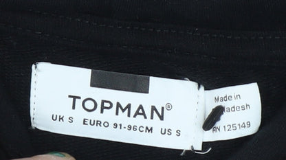 Mens UK Size S Topman Black Pullover Hoodie