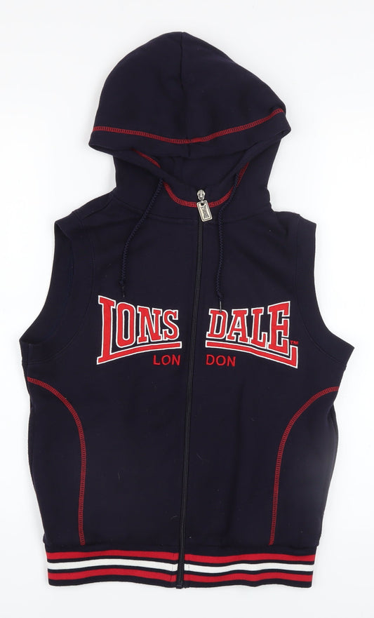 Boys UK Size 10 Years Lonsdale Blue Vest Hoodie