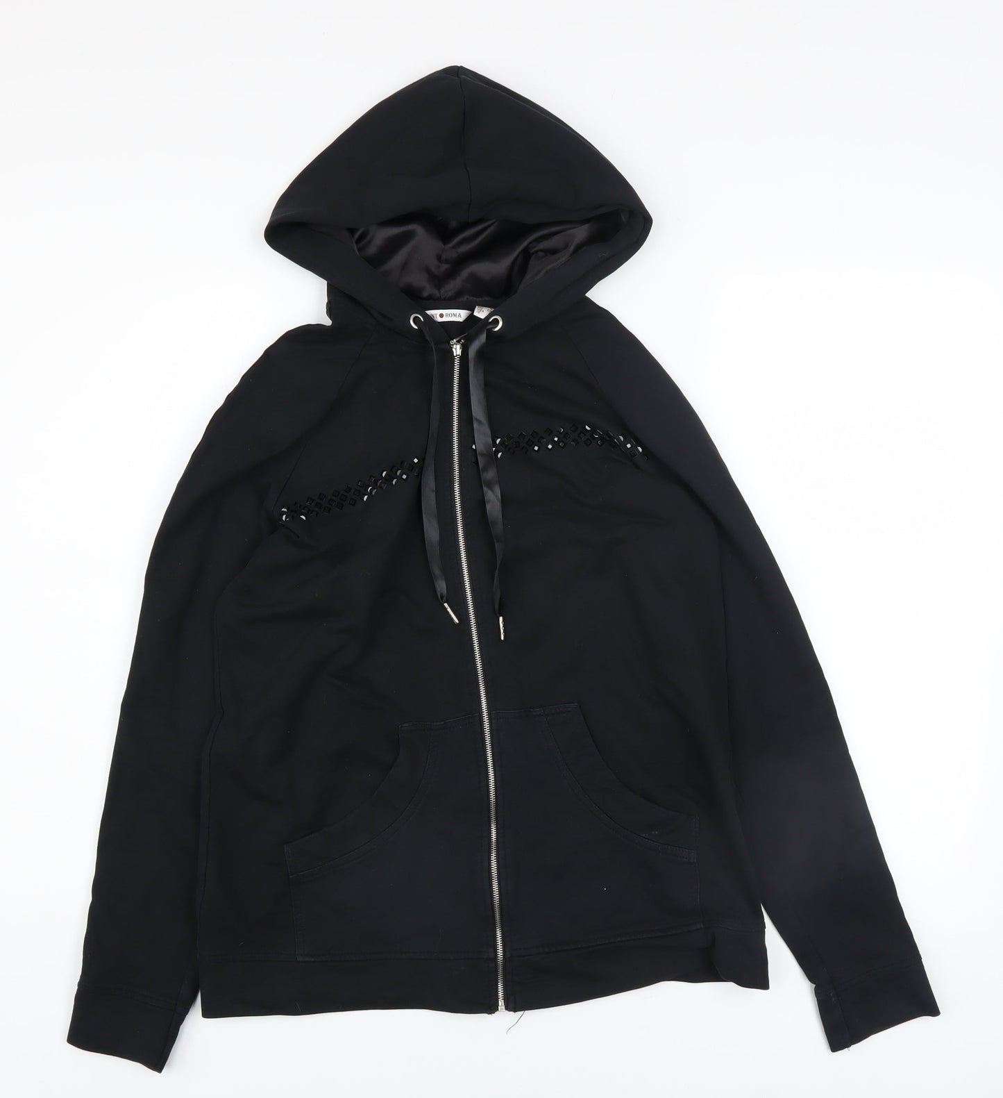 Womens UK Size S Punt Roma Black Full Zip Hoodie