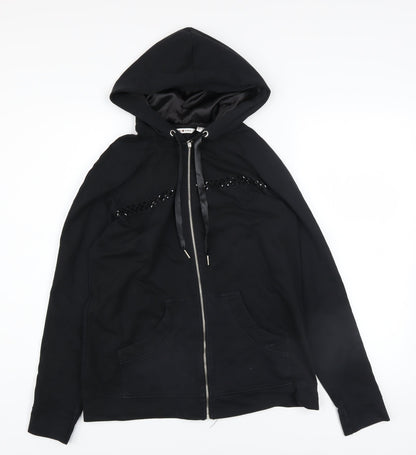 Womens UK Size S Punt Roma Black Full Zip Hoodie