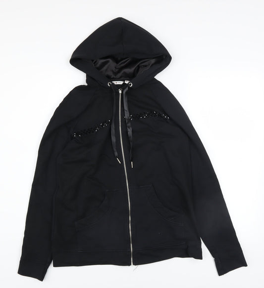 Womens UK Size S Punt Roma Black Full Zip Hoodie