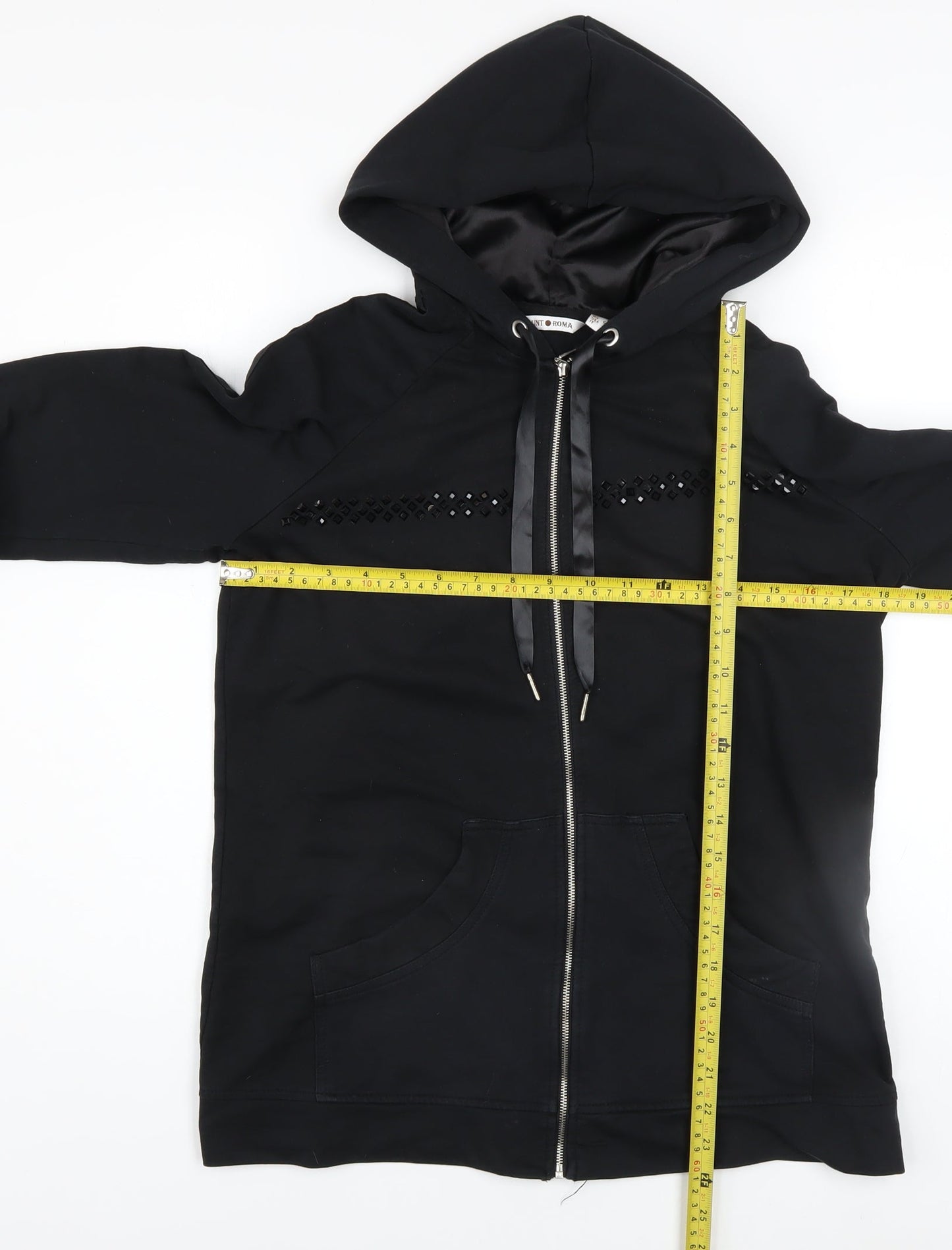 Womens UK Size S Punt Roma Black Full Zip Hoodie