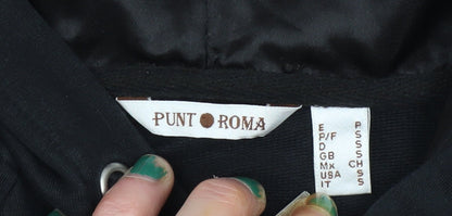 Womens UK Size S Punt Roma Black Full Zip Hoodie