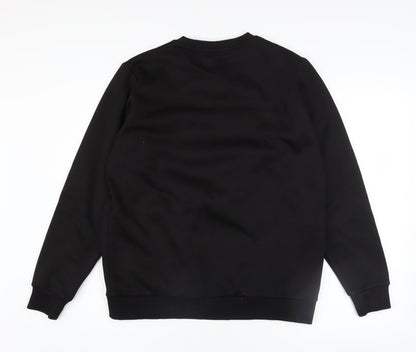 Seams& Boys Black Crew Neck Pullover Sweatshirt 15 Years Zip Detail