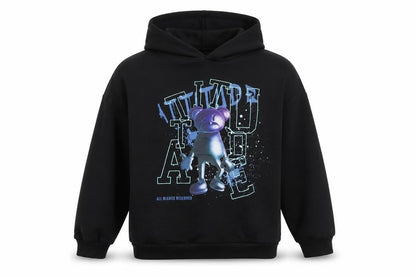 Marks and Spencer Boys Black Pullover Hoodie 13-14 Years Graphic Print Cotton Blend