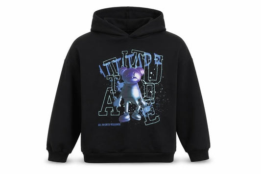 Marks and Spencer Boys Black Pullover Hoodie 13-14 Years Graphic Print Cotton Blend