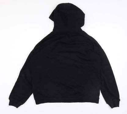 Marks and Spencer Boys Black Pullover Hoodie 13-14 Years Graphic Print Cotton Blend