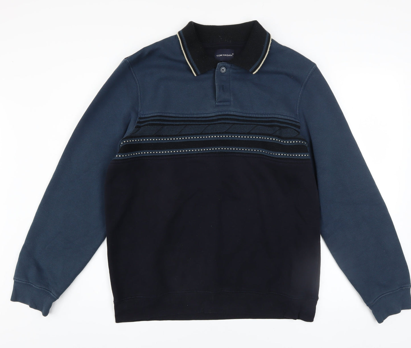 Mens UK Size M Tom Hagan Blue Henley Sweatshirt