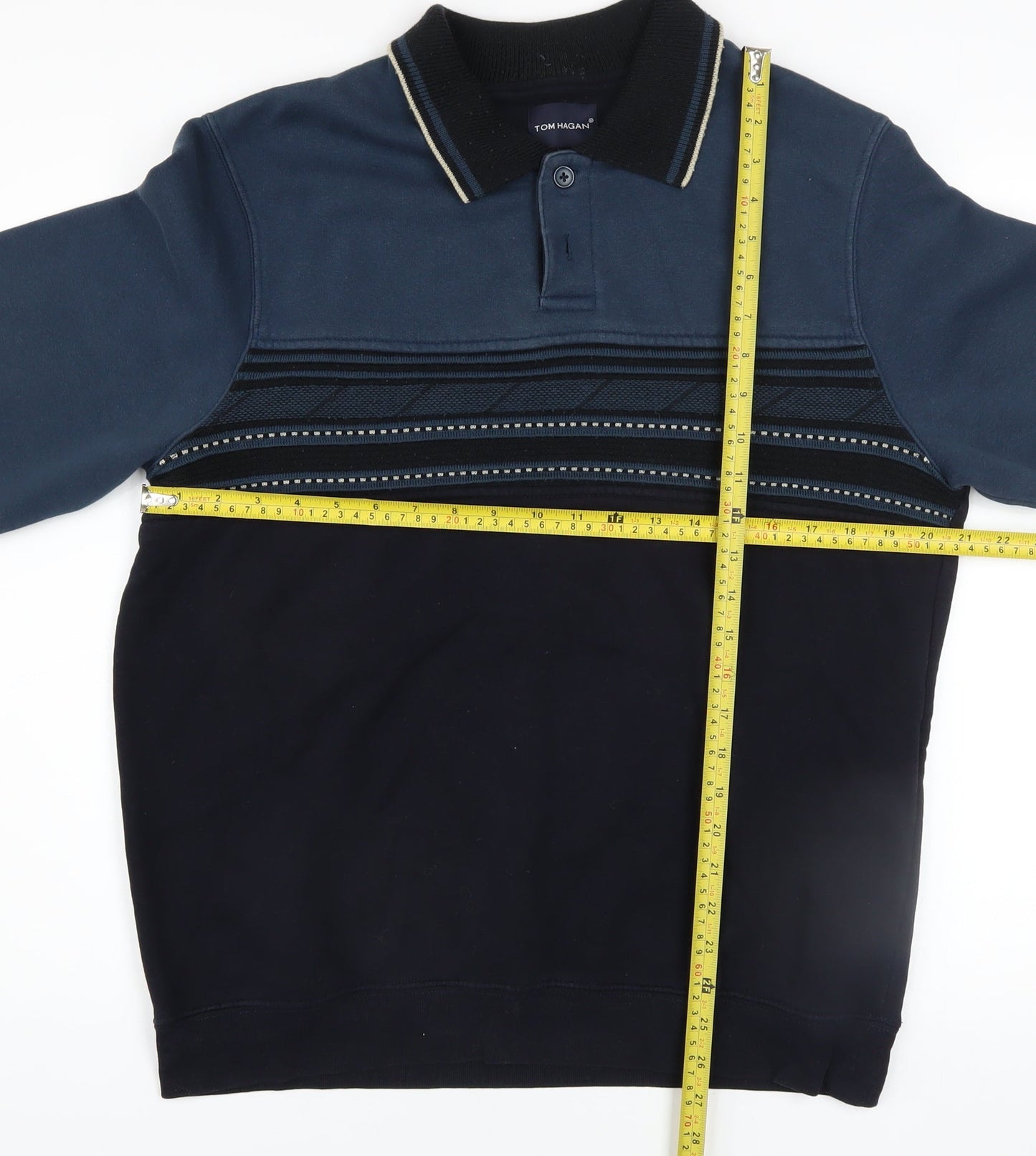 Mens UK Size M Tom Hagan Blue Henley Sweatshirt