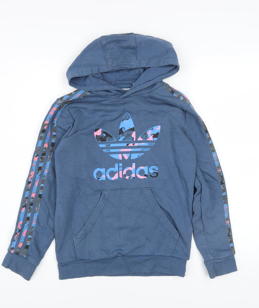 Girls UK Size 11-12 Years adidas Blue Pullover Hoodie