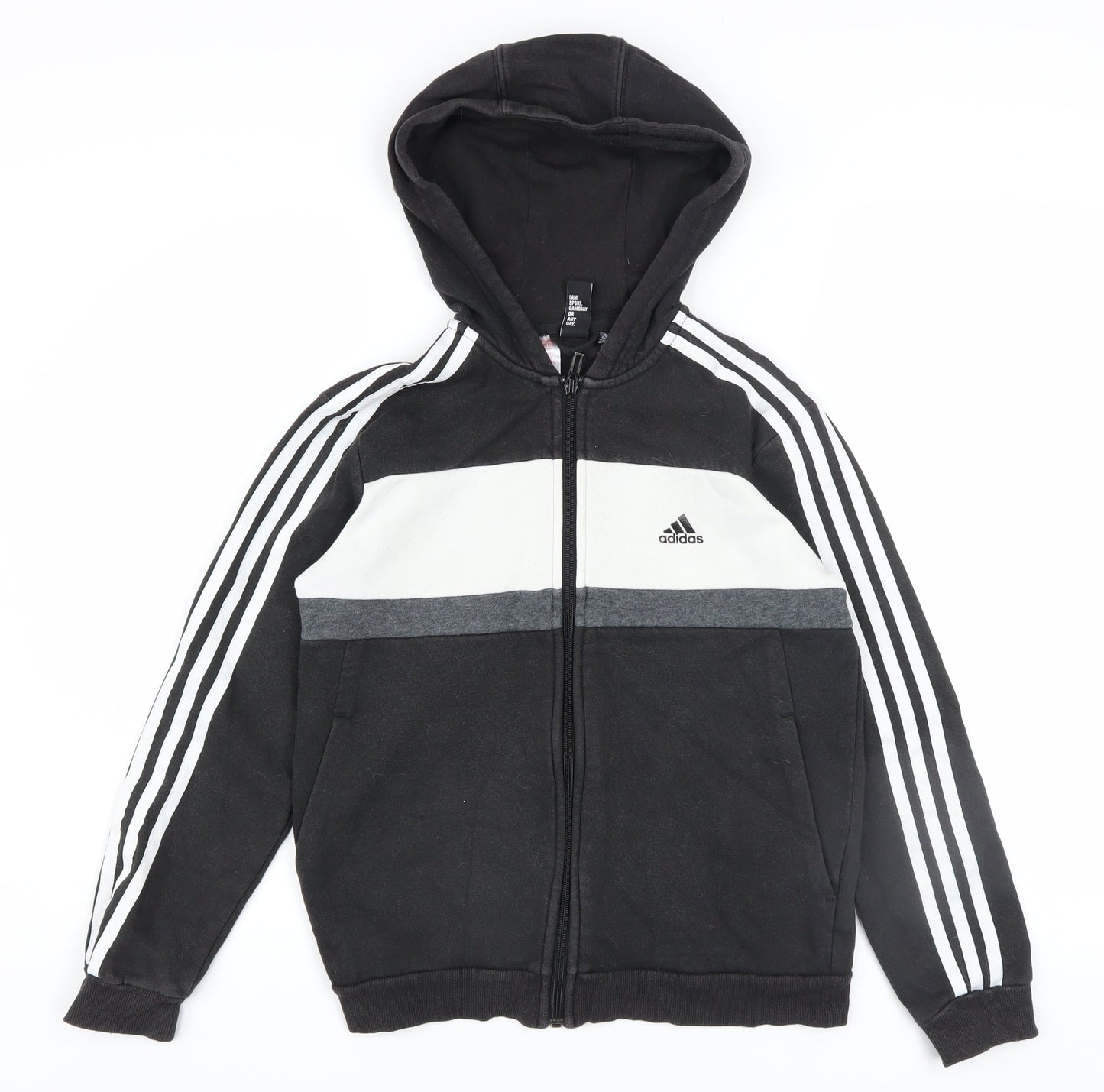 Boys UK Size 11-12 Years adidas Black Full Zip Hoodie