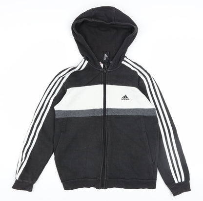 Boys UK Size 11-12 Years adidas Black Full Zip Hoodie