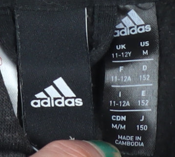 Boys UK Size 11-12 Years adidas Black Full Zip Hoodie