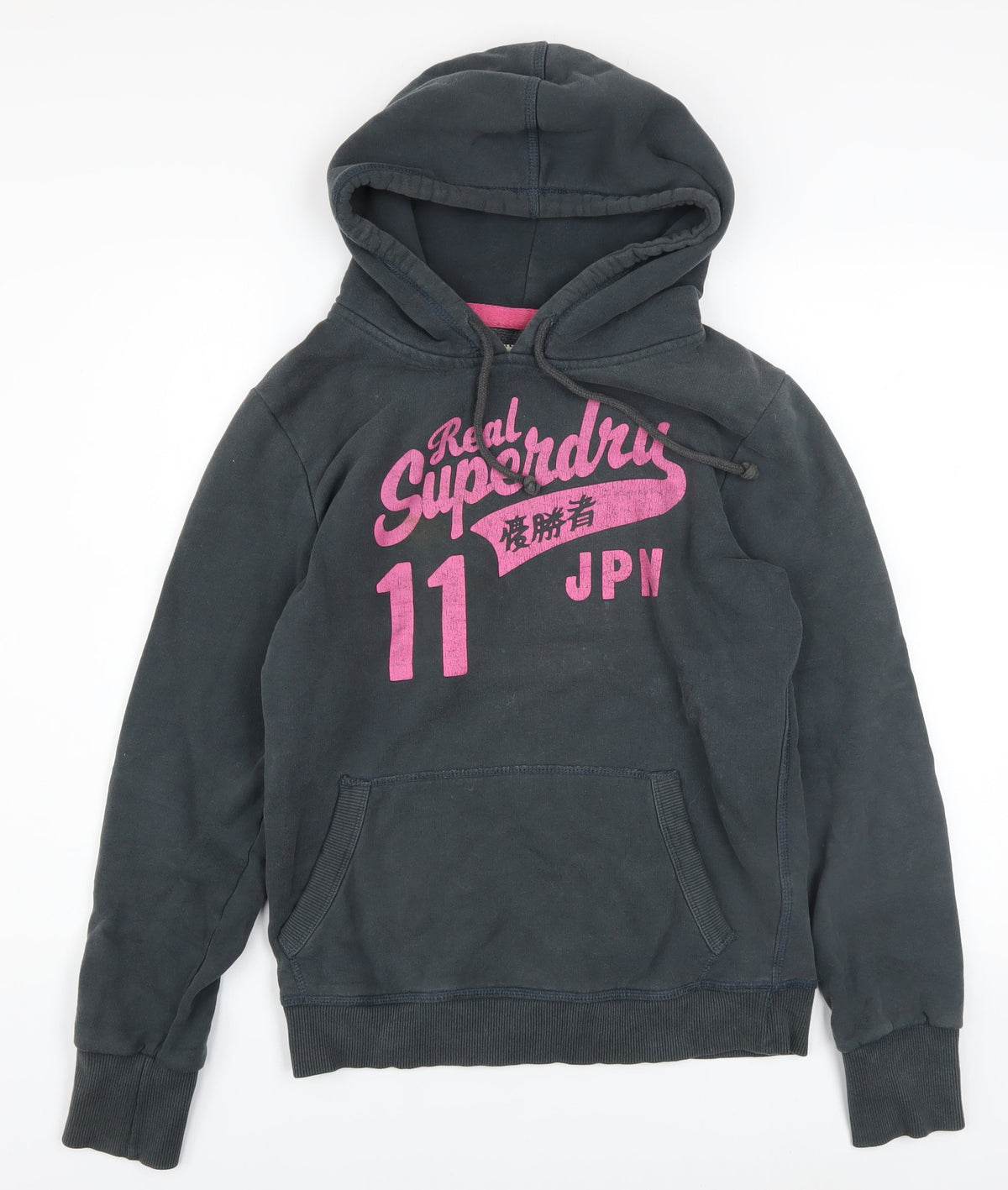 Womens UK Size L Superdry Black Pullover Hoodie