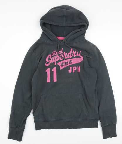 Womens UK Size L Superdry Black Pullover Hoodie