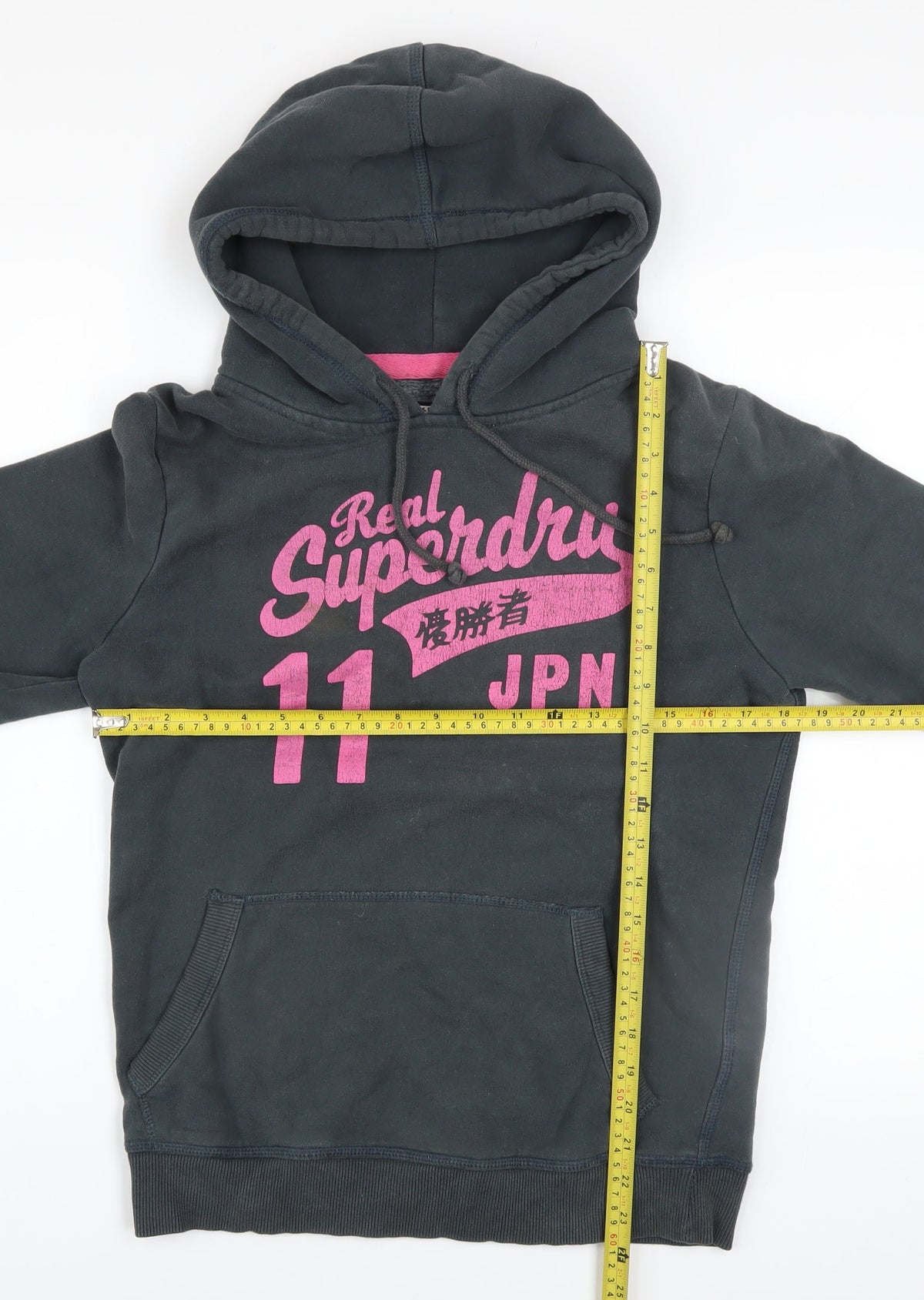 Womens UK Size L Superdry Black Pullover Hoodie