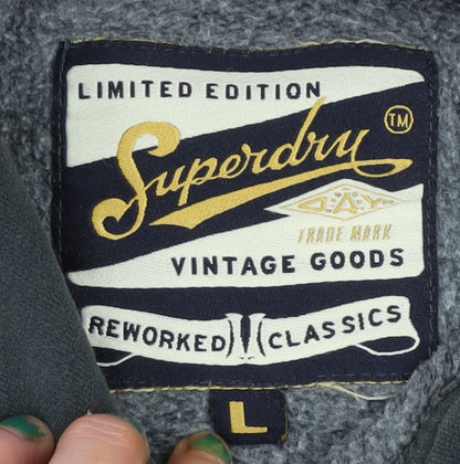 Womens UK Size L Superdry Black Pullover Hoodie