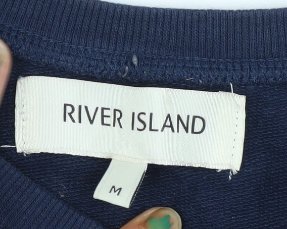 Mens UK Size M River Island Blue Pullover Sweatshirt