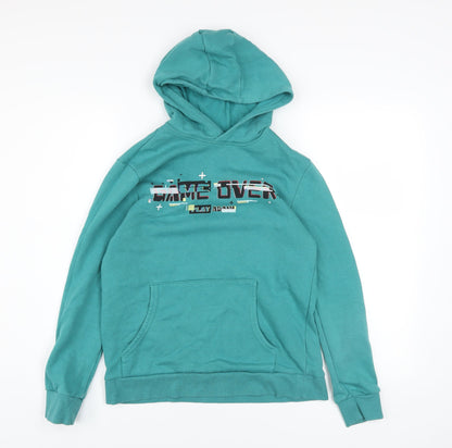 Boys UK Size 12-13 Years Marks and Spencer Green Pullover Hoodie