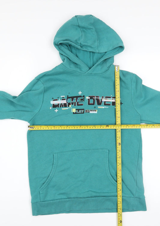 Boys UK Size 12-13 Years Marks and Spencer Green Pullover Hoodie